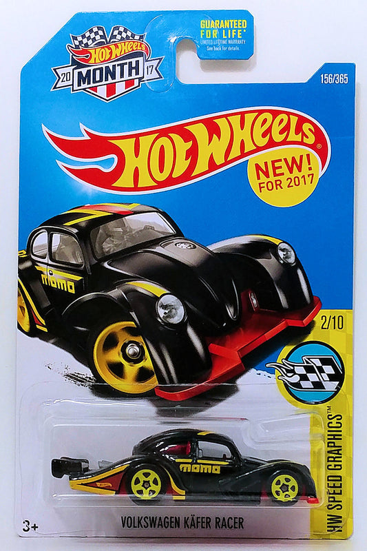 Hot Wheels 2017 - Collector # 156/365 - HW Speed Graphics 2/10 - New Models - Volkswagen Käfer Racer - Black / MOMO - Month