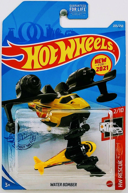 Hot Wheels 2021 - Collector # 205/250 - HW Rescue 2/10 - New Model - Water Bomber - Black & Yellow